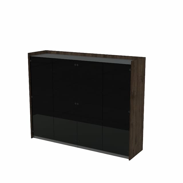 Шкаф средний со стеклом двусоставный Алсав MAGNETIC 15ШДC.1403 (1768х460х1400) брауни/graphit