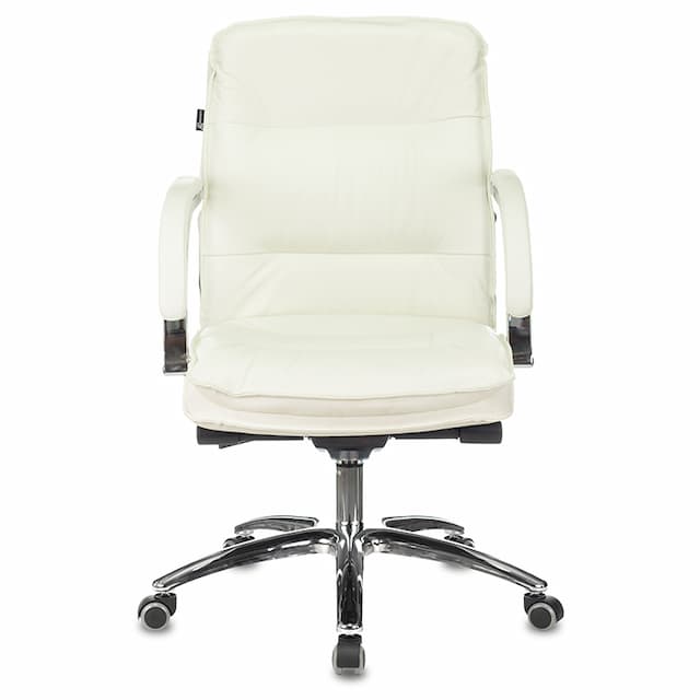 Кресло руководителя Бюрократ T-9927SL-LOW слоновая кость кожа низк.спин. крестов. металл хром