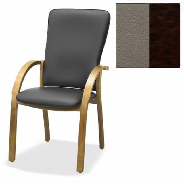 Стул Юнитекс Джуно комфорт экокожа премиум серо-коричневая CN6/дерево-венге