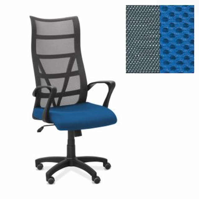 Офисное кресло Юнитекс Топ сетка/ткань TW серая/синяя
