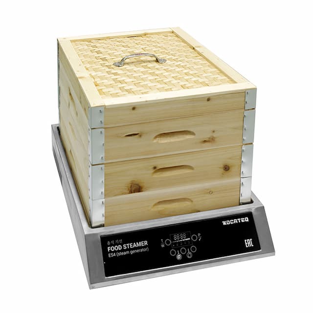 Пароварка настольная с квадратными деревянными корзинами Kocateq ES4WS