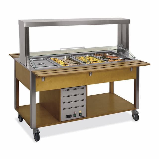 Стол Шведский тепловой (защитное стекло подвижное) MetalCarrelli 6910.6M-R (дуб)